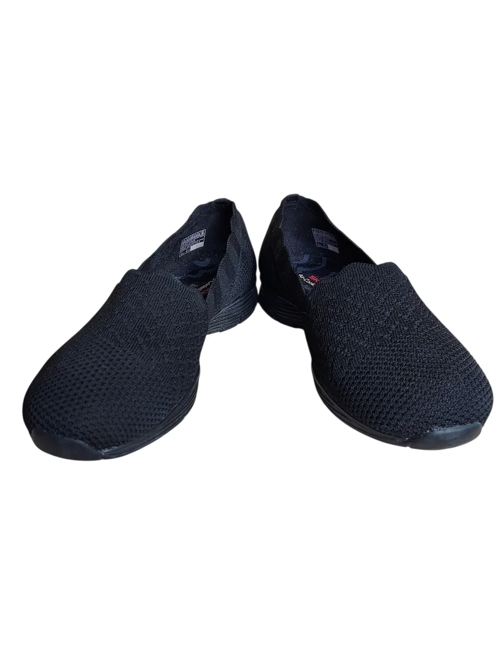 Skechers Relaxed Fit Wide Fit Black Scalloped Edge Slip-On Sneakers Memory Foam